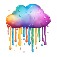 Vibrant and Eye Catching Colorful Rain Cloud Icon Image in PNG Format