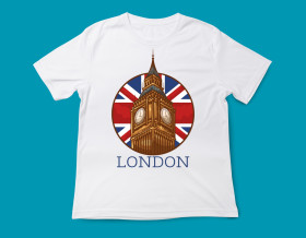 White Illustrated London Sign T Shirt
