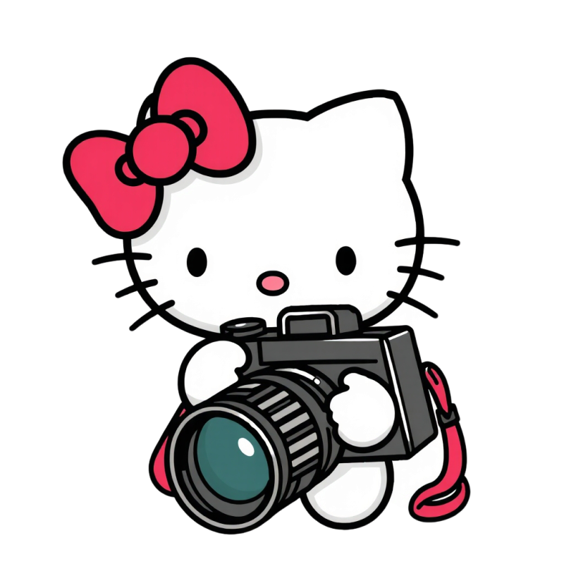 Hello kitty with camera clipart