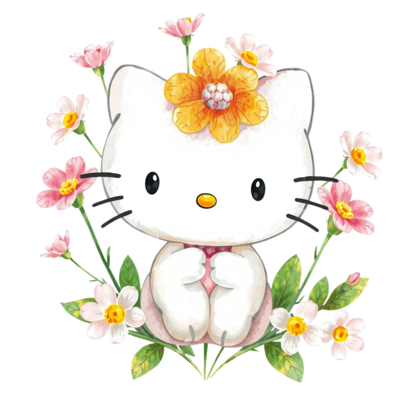 Hello kitty with flower png