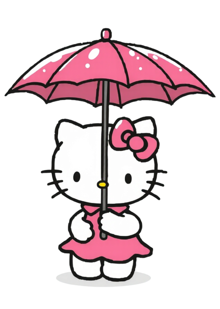 Hello kitty with umbrella clipart