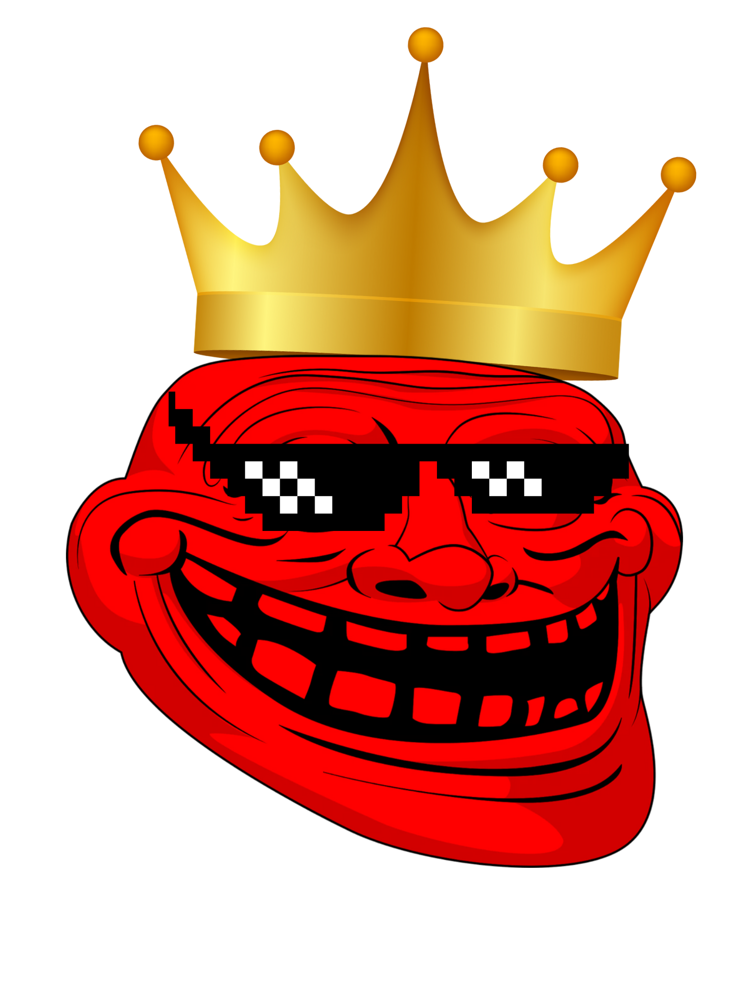 Red troll face wearing a crown troll face png