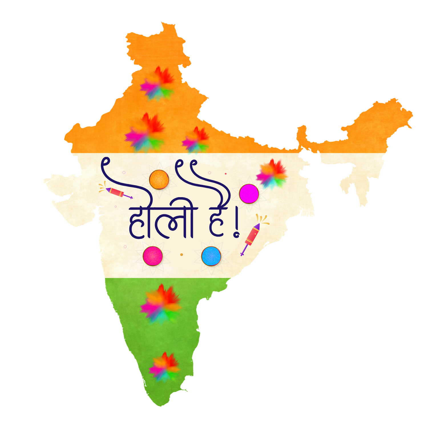 Indian map holi png with hindi text transparent