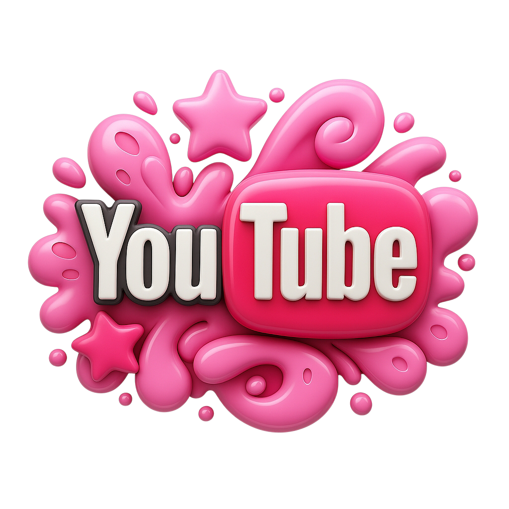 Pink YouTube 3d Logo Png Transparent