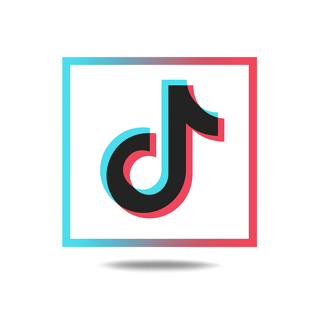 Tiktok Logo 3d Musical Note Black Cyan Red On White With Dual Border Clipart