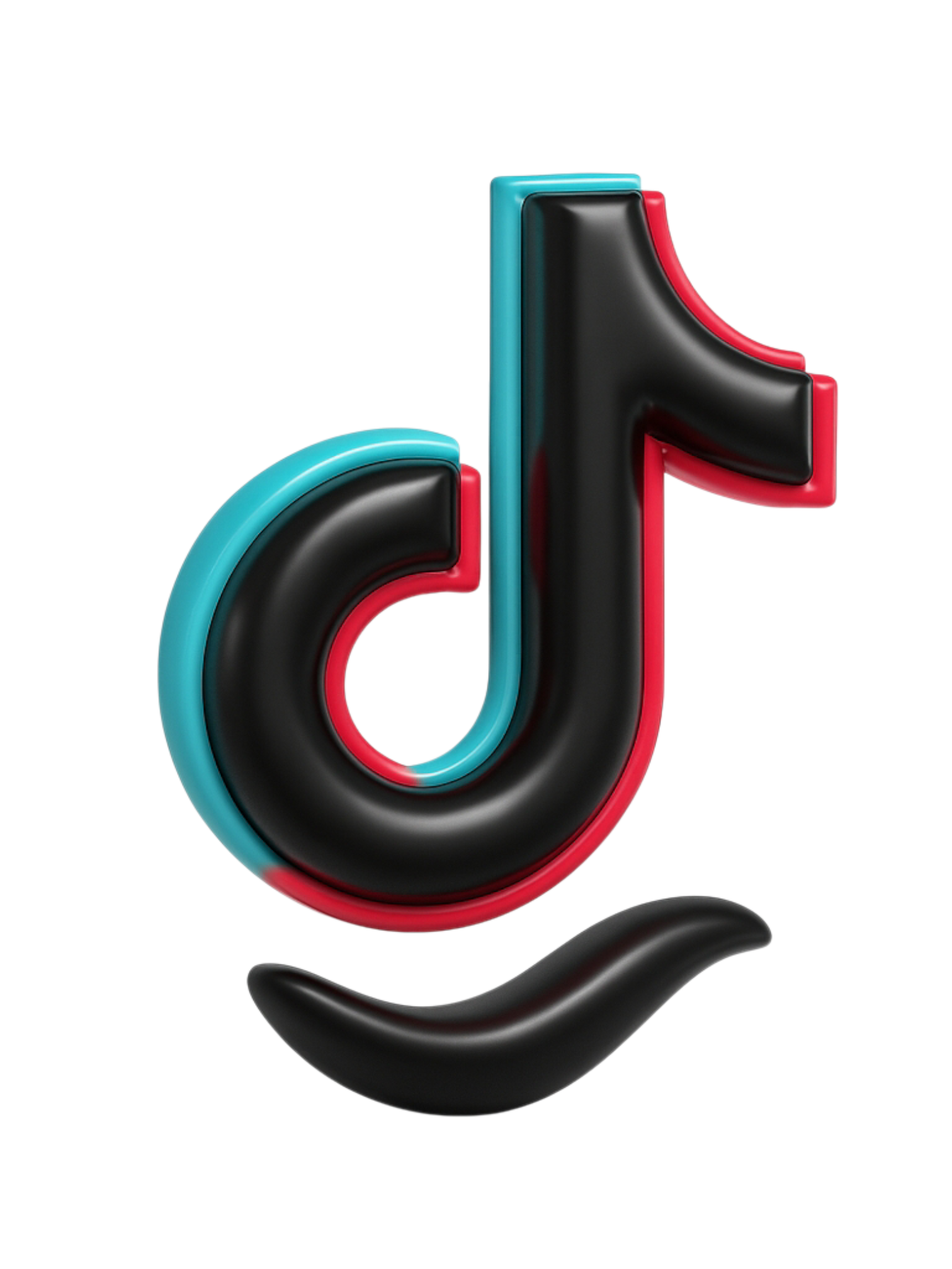 Tiktok Logo 3d Musical Note Black Red Blue With Curved Line HD