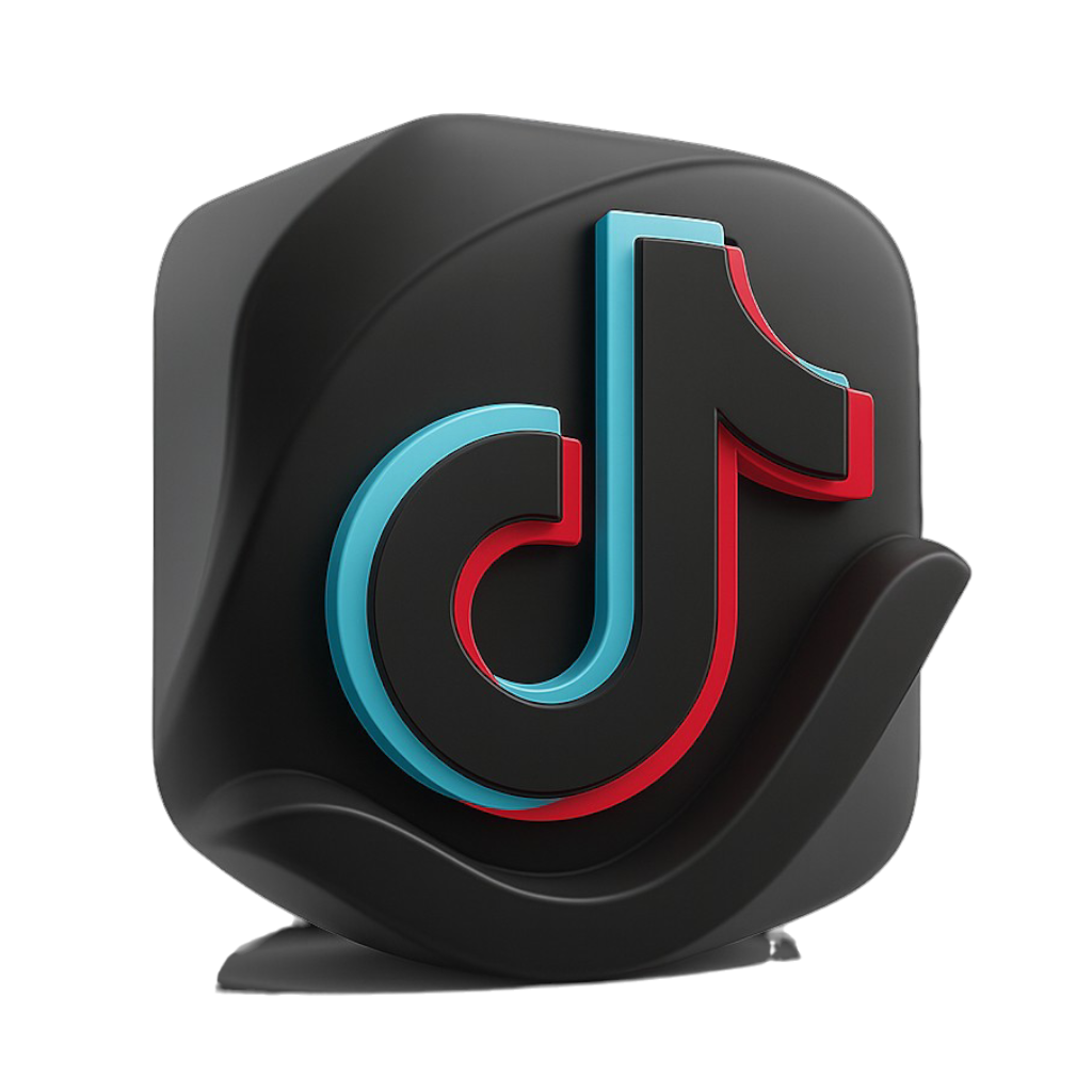 Tiktok Logo 3d Musical Note Blue Red On Black Background HD