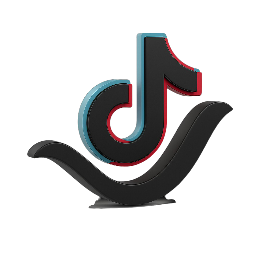 Tiktok Logo 3d Musical Note Blue Red Outline HD