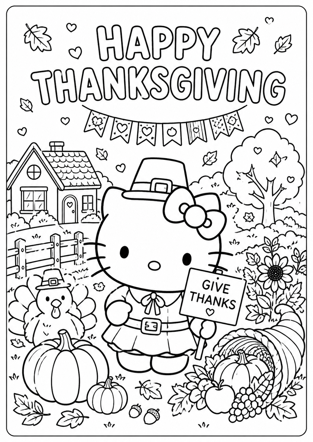 Thanksgiving Coloring Page Printable PDF free download