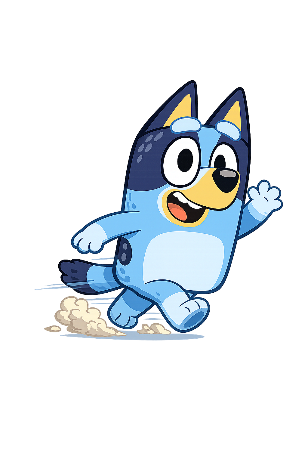 Bluey Jumping In The Air, Cheerful Mood, Colorful Cartoon Art, Transparent Background PNG Clipart