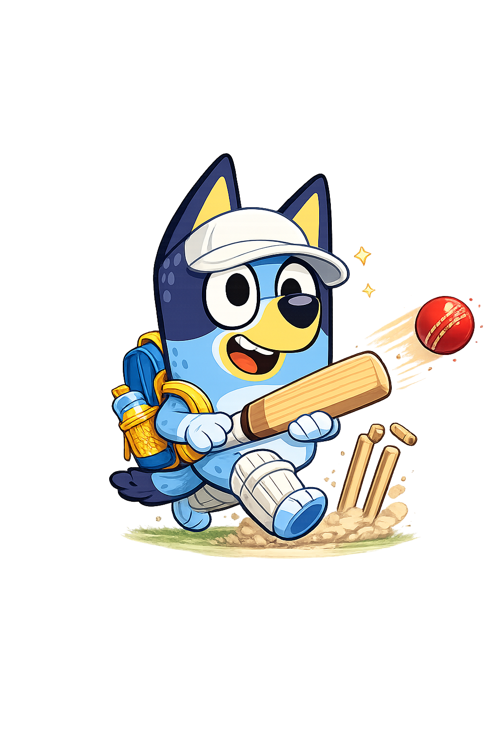 Bluey Playing Football, Energetic Pose, Transparent Background PNG Clipart