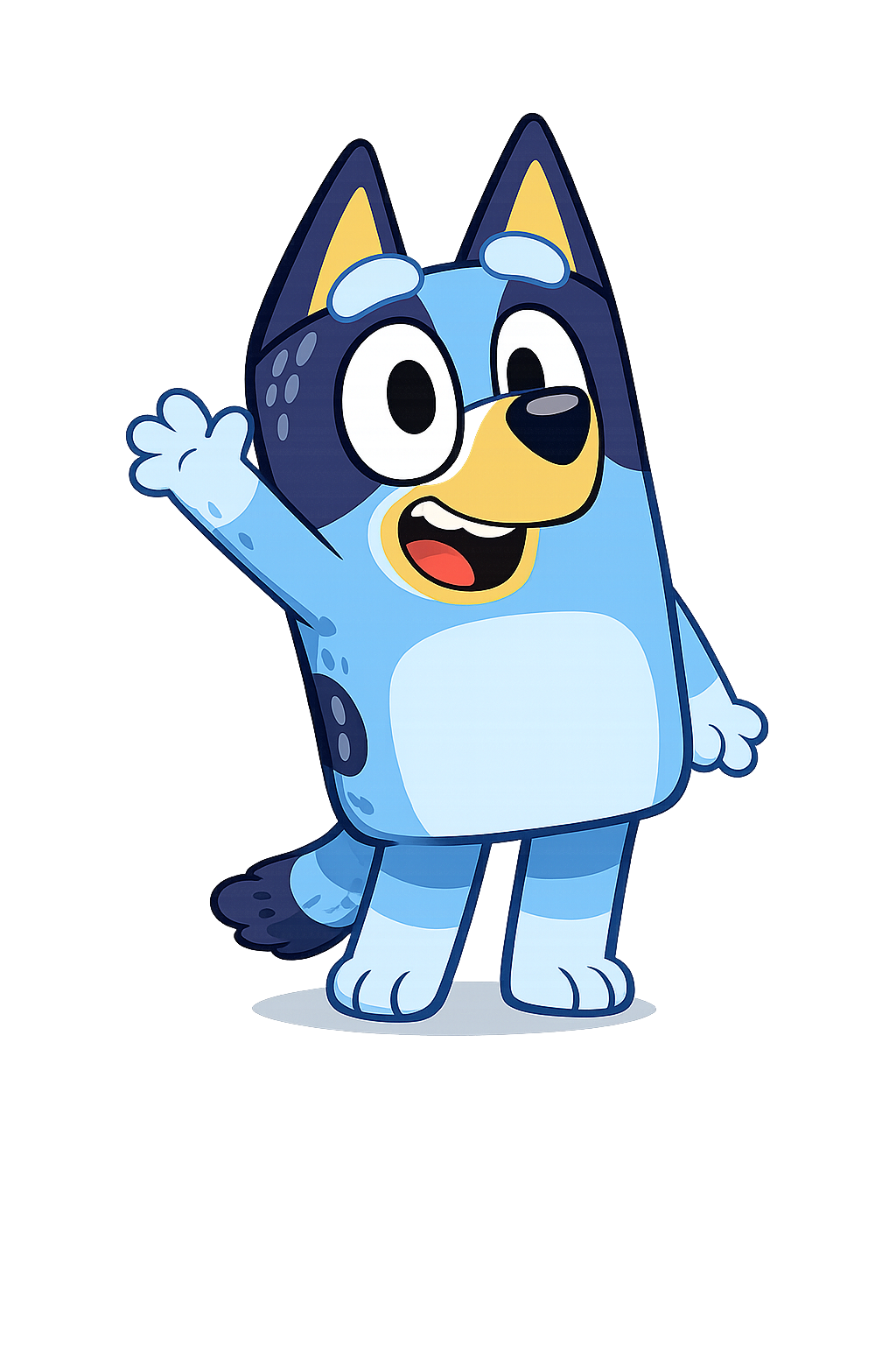 Bluey Running Fast, Action Pose, Detailed Cartoon Illustration, Transparent Background PNG Clipart