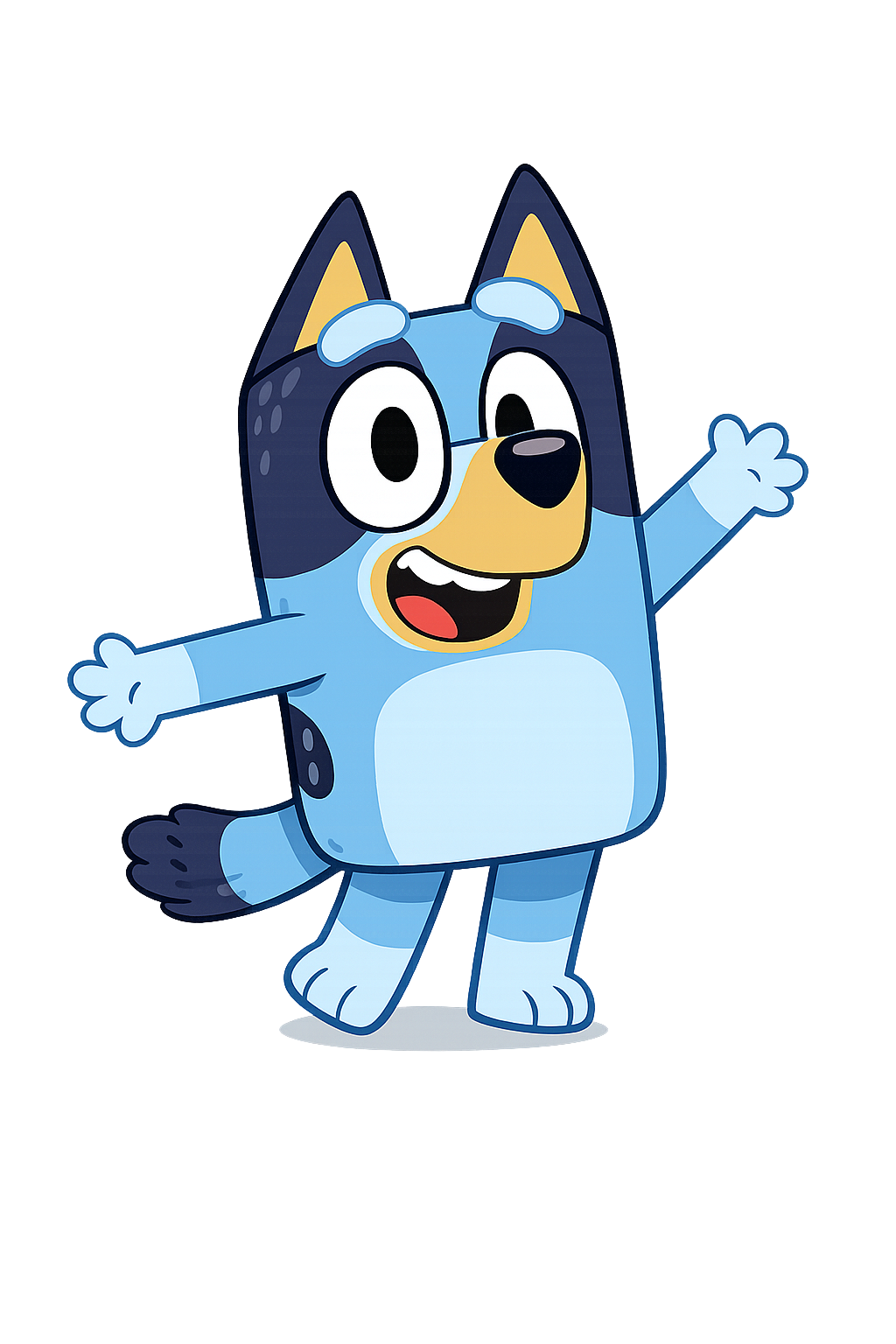 Bluey Waving Hand, Happy Expression, High Quality Cartoon Character, Transparent Background PNG Clipart
