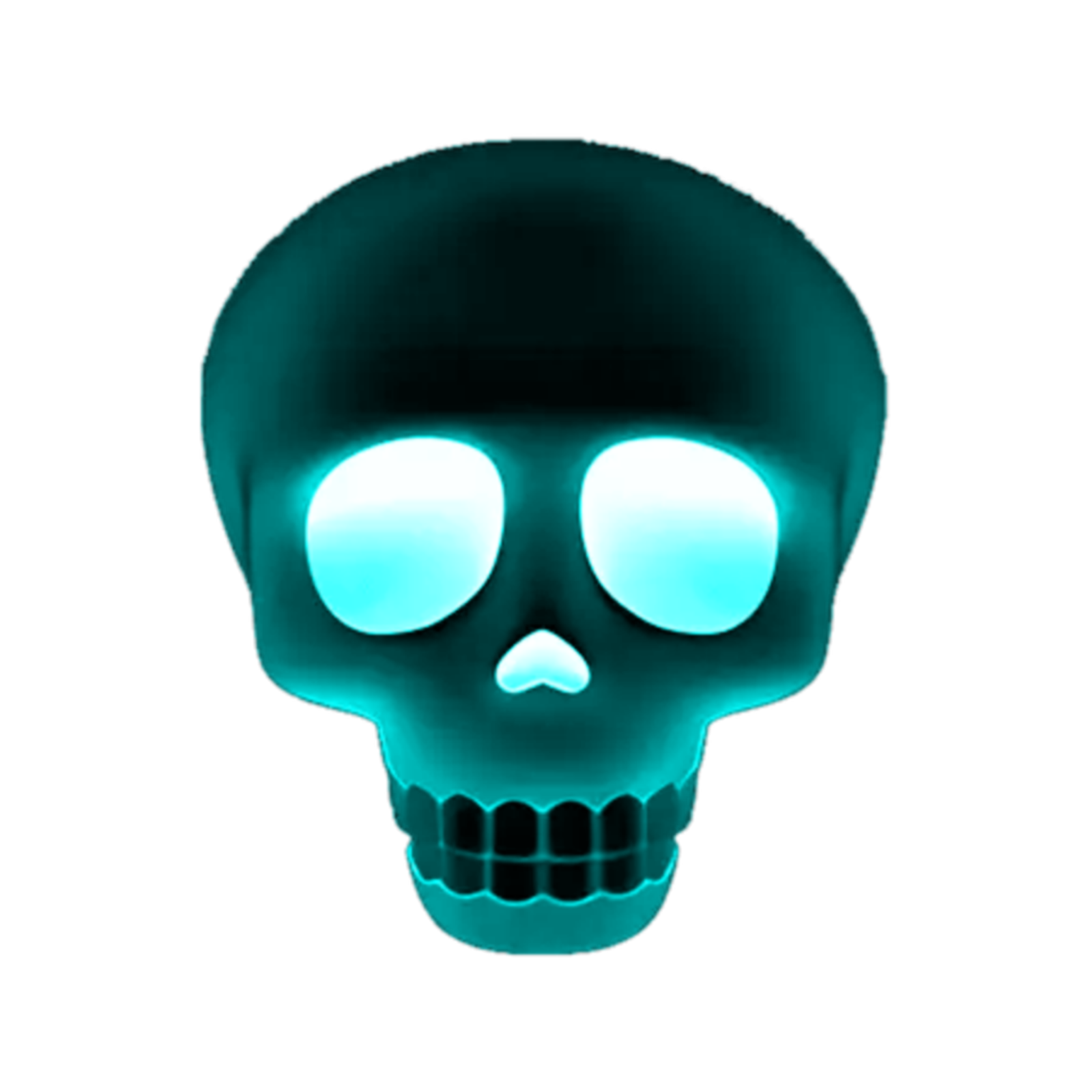Blue Skull PNG – Glowing Cyan Skeleton Face Transparent Image