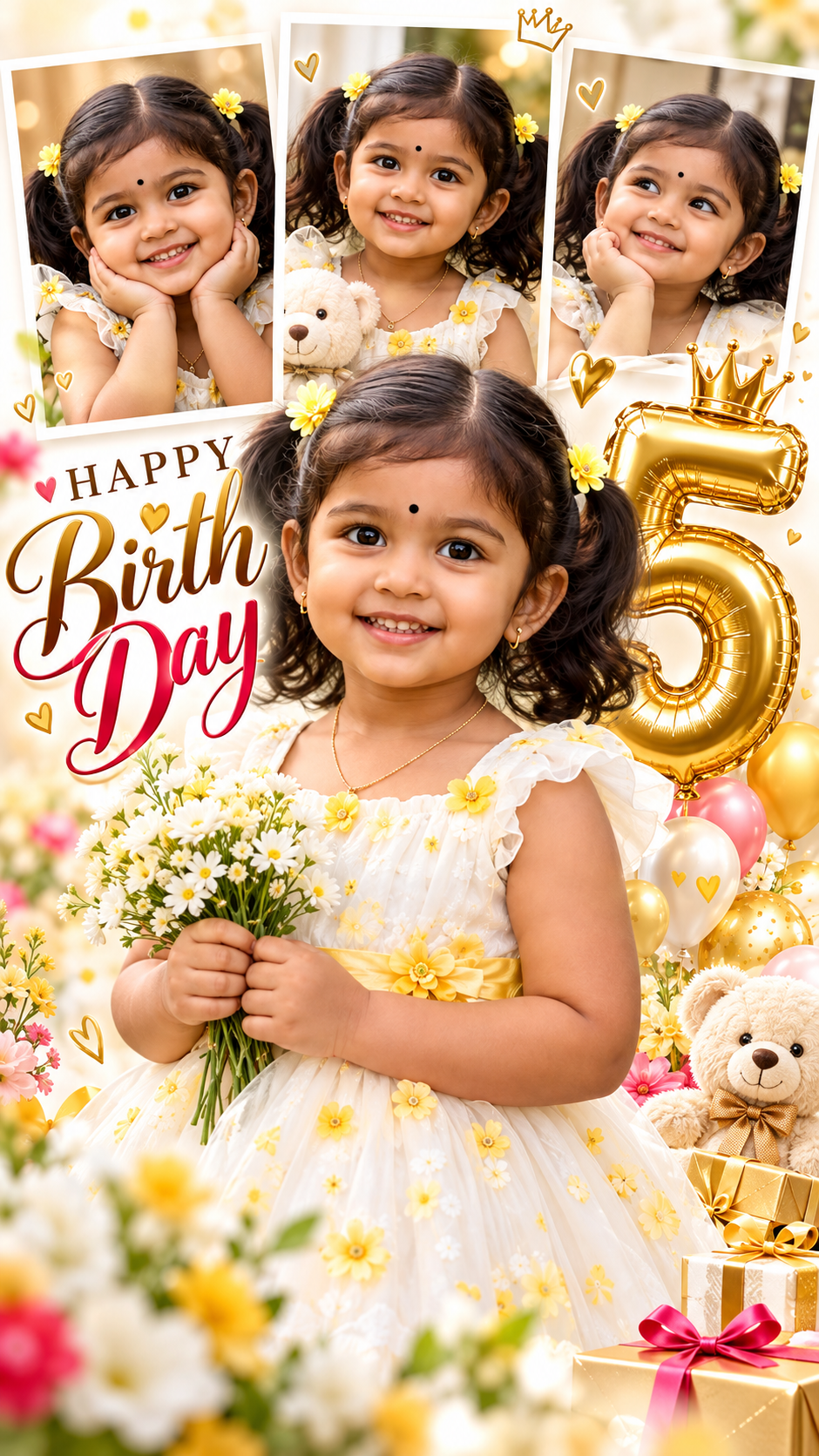 Designing a Perfect 5th Birthday Girl Photo Poster (Happy Birthday 5th Birthday Design)