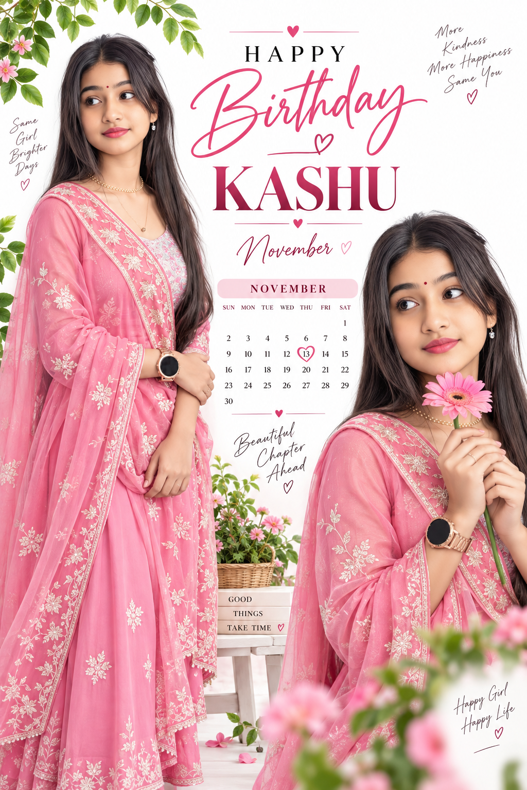 AI Birthday Poster Prompt for Girls | Happy Birthday Kashu Photo Editing Prompt