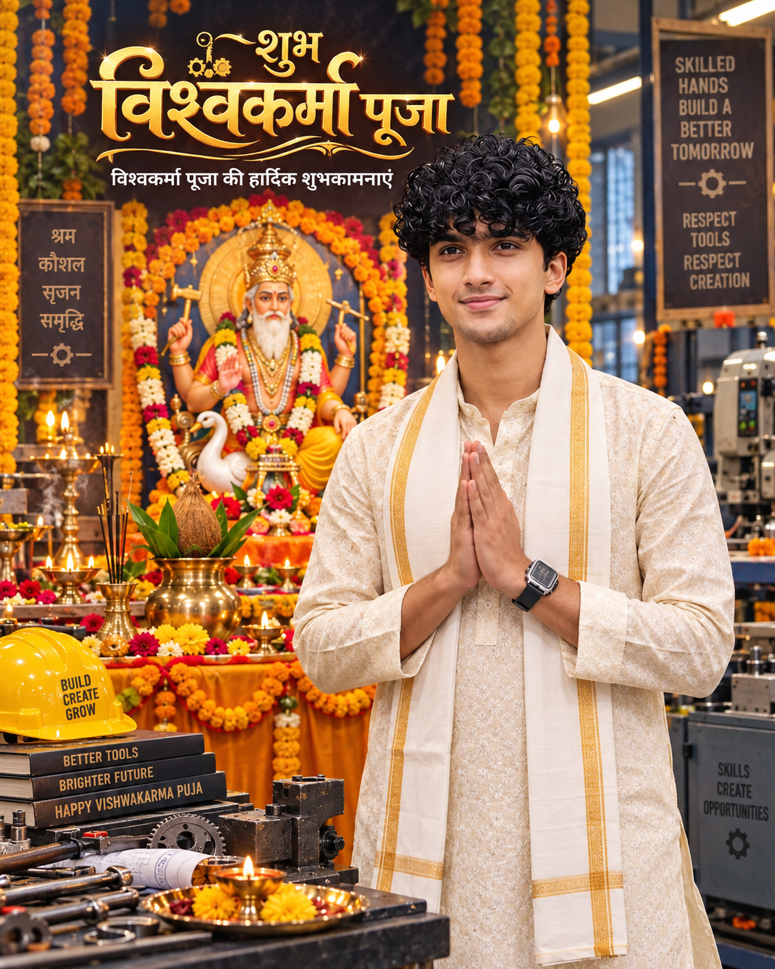 Vishwakarma Puja Al Photo Prompt 2026 grand festival poster
