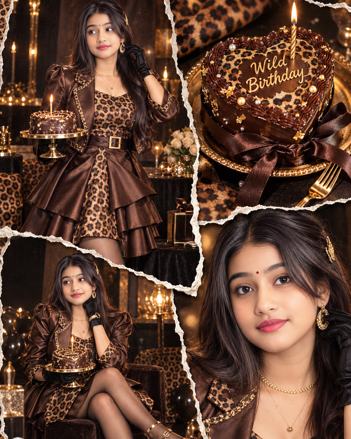 AI Birthday Fashion Editorial Collage Prompt | Wild Glam Birthday Photo Editing