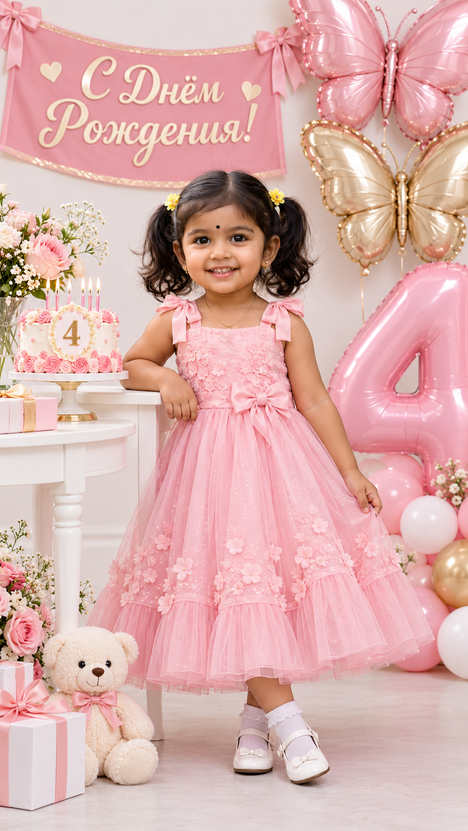 Pink Birthday Photo Prompt for Kids: Create a Luxury AI Birthday Portrait