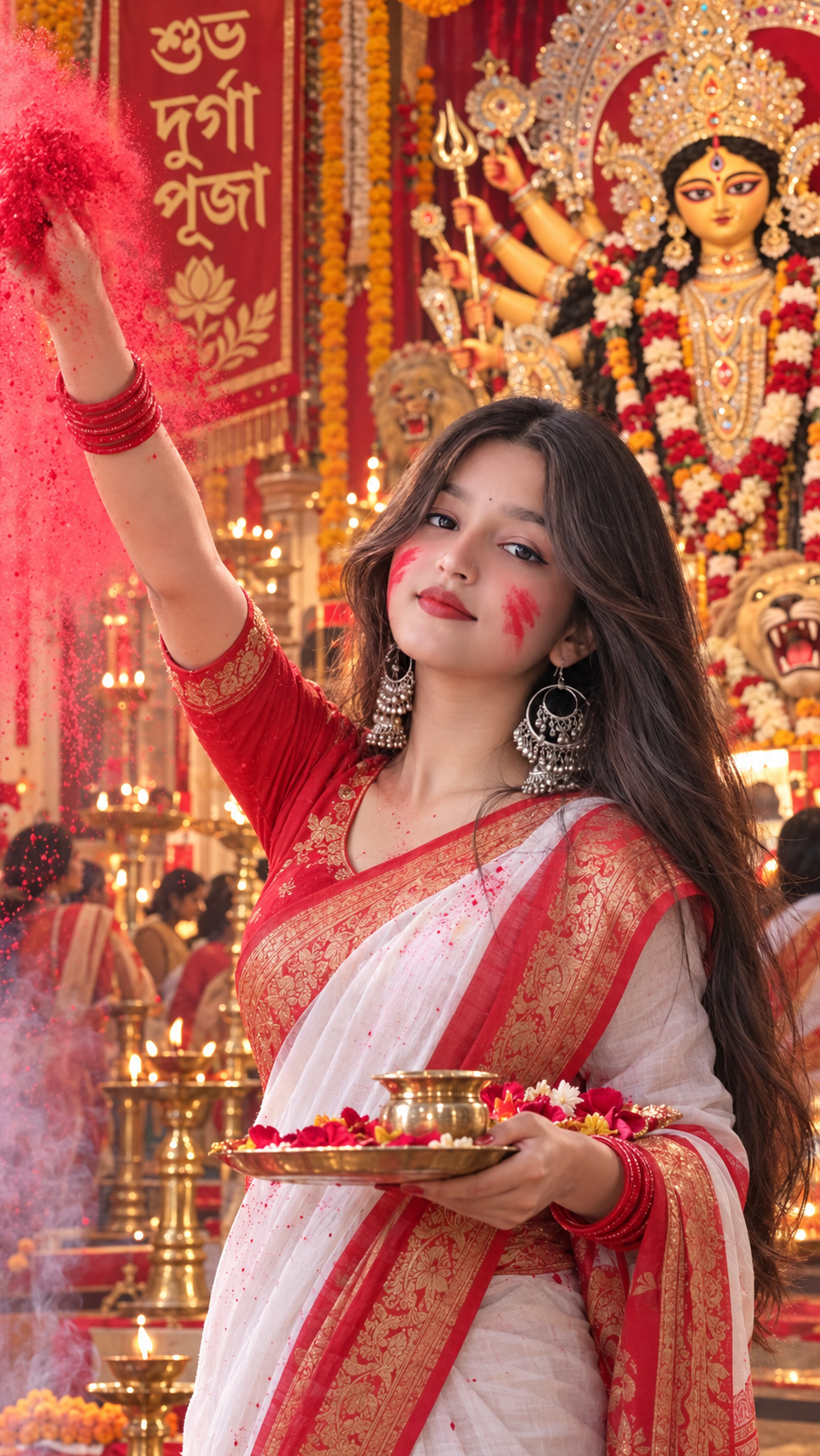Bengali Durga Puja AI Photo Prompt for Women – Realistic 9:16 Portrait