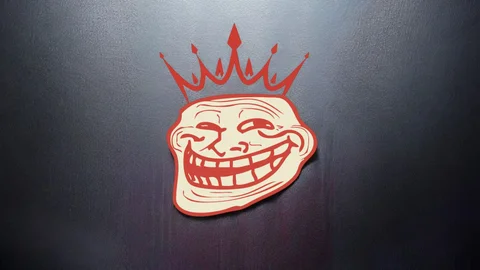 Troll face with crown and cigarette perfect for a wallpaper