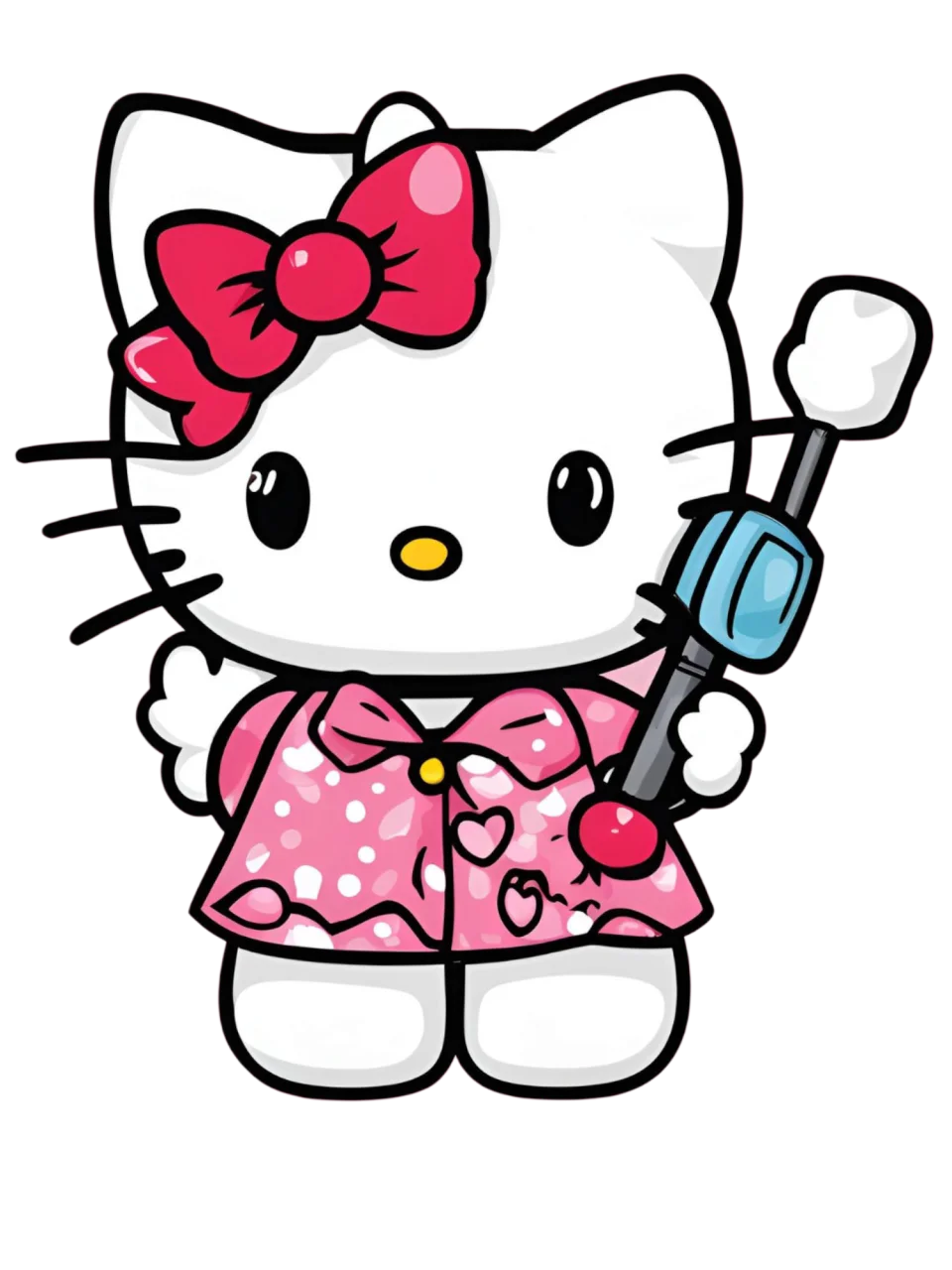 Hello kitty holding a toothbrush cute and colorful character free png clipart image