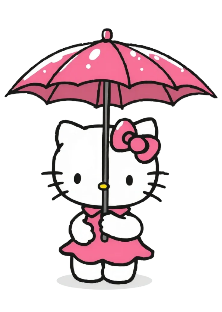 Hello kitty with umbrella clipart