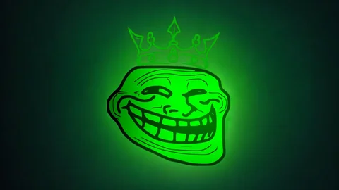 Troll face with crown and cigarette perfect for a wallpaper