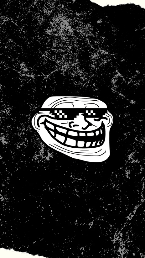 Troll face with crown and cigarette perfect for a wallpaper