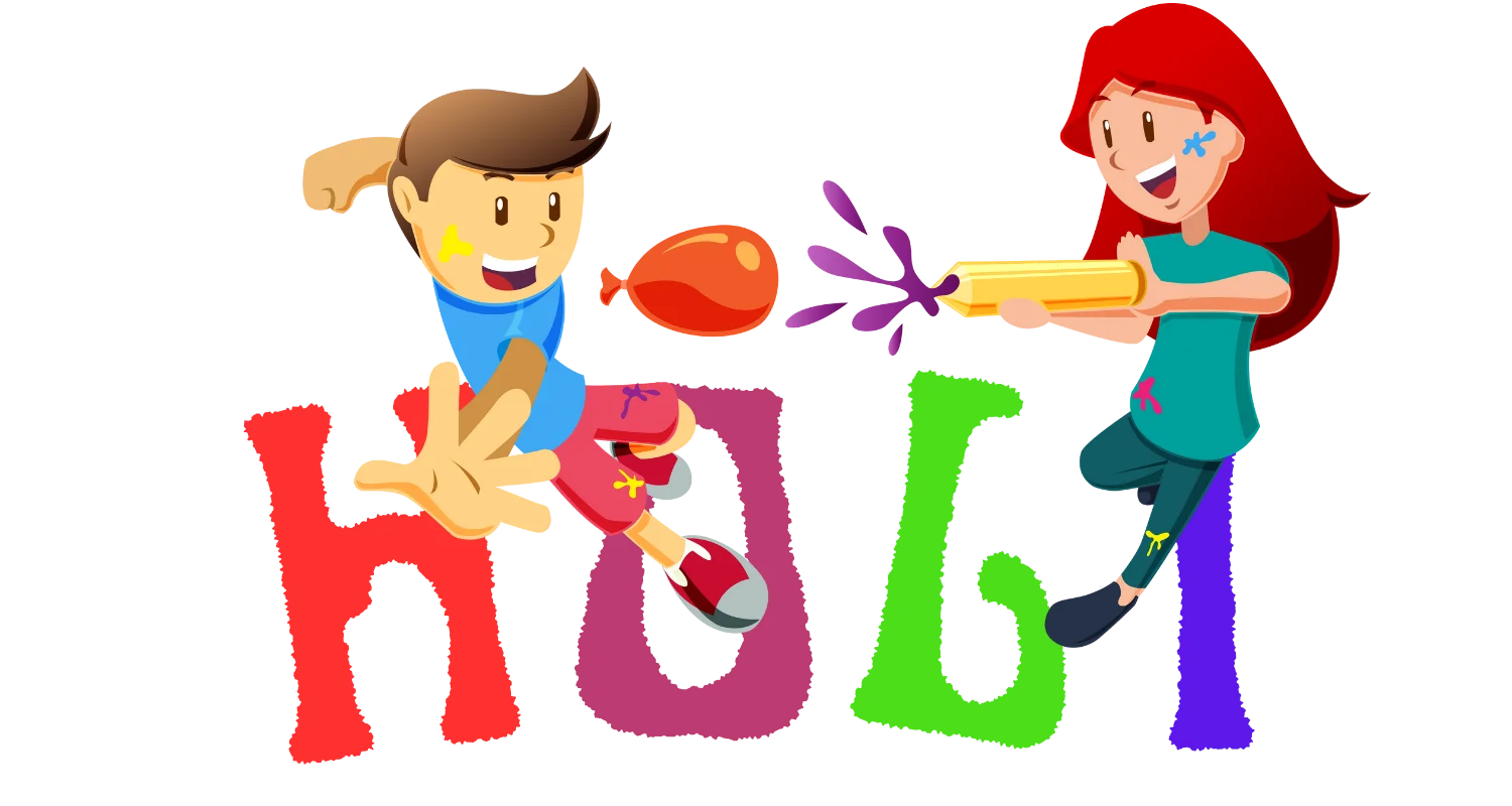 Colorful Holi Hai Hindi Text with Pichkari PNG Image