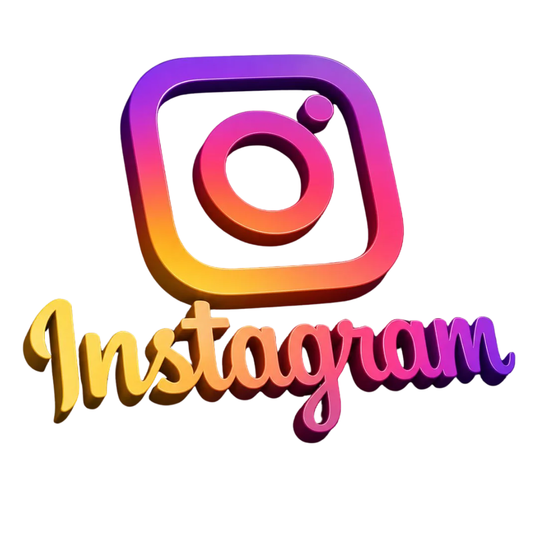 3D Instagram logo in vibrant colors, transparent PNG format.