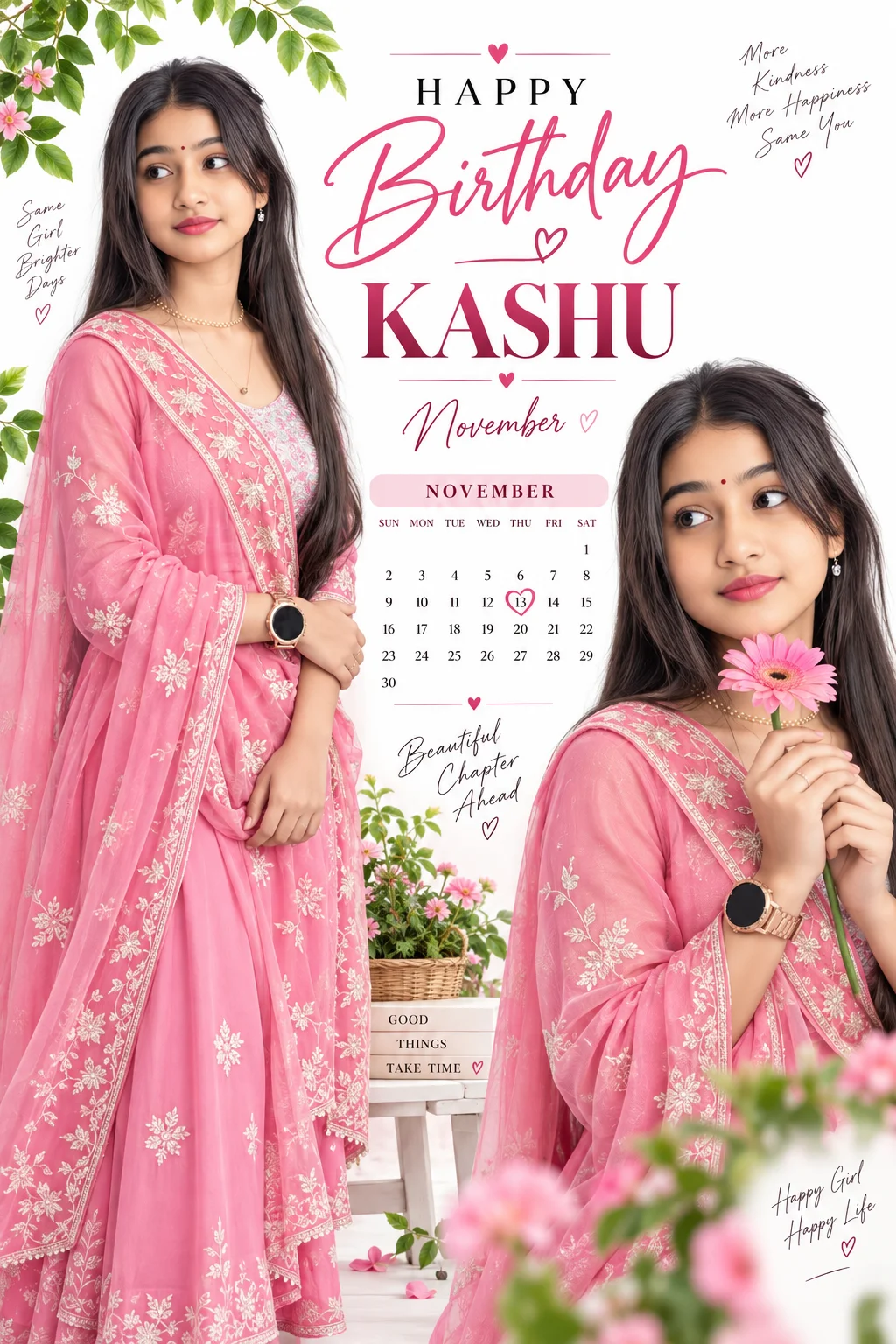 AI Birthday Poster Prompt for Girls | Happy Birthday Kashu Photo Editing Prompt