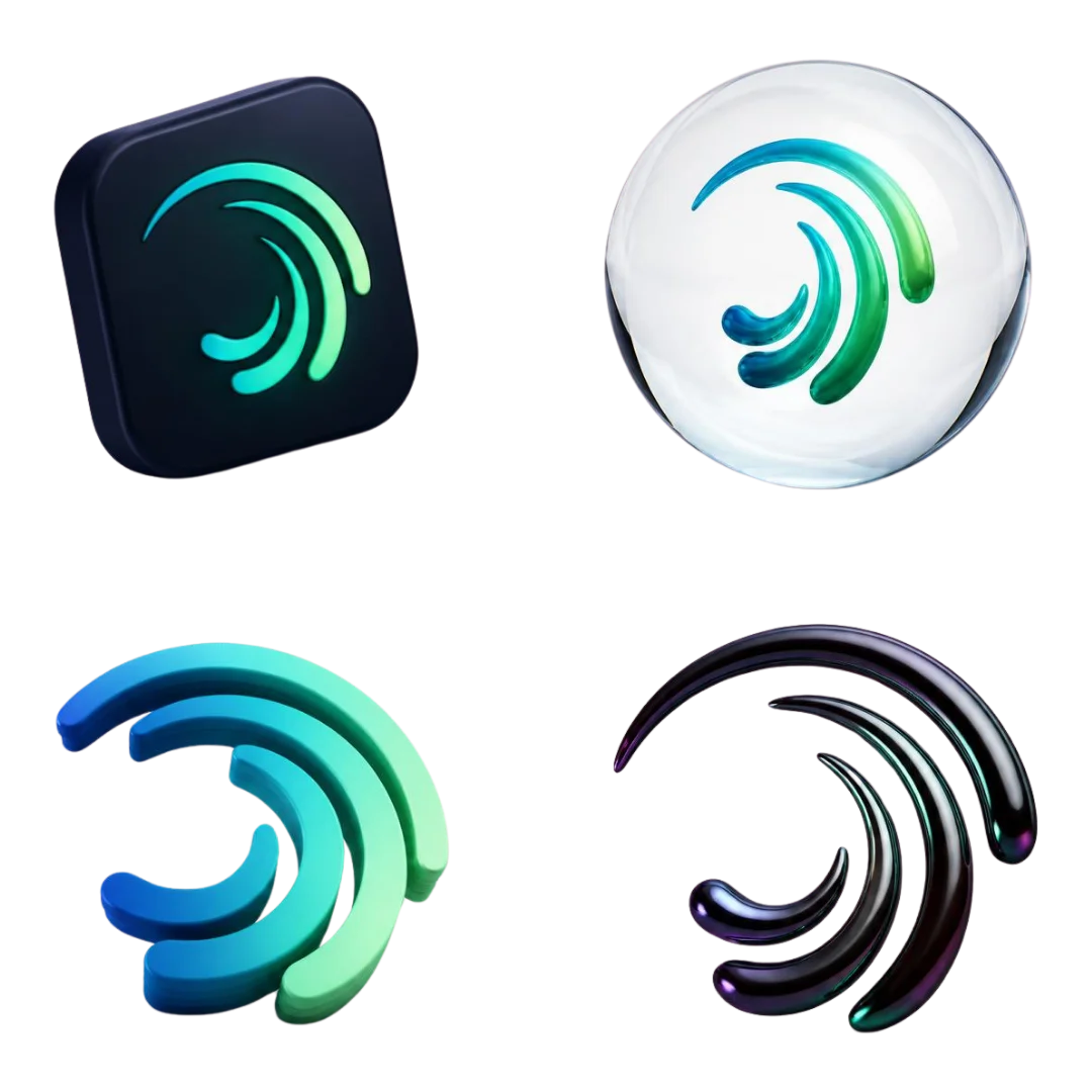 Collection of Alight Motion 3D logo variations in transparent PNG format.