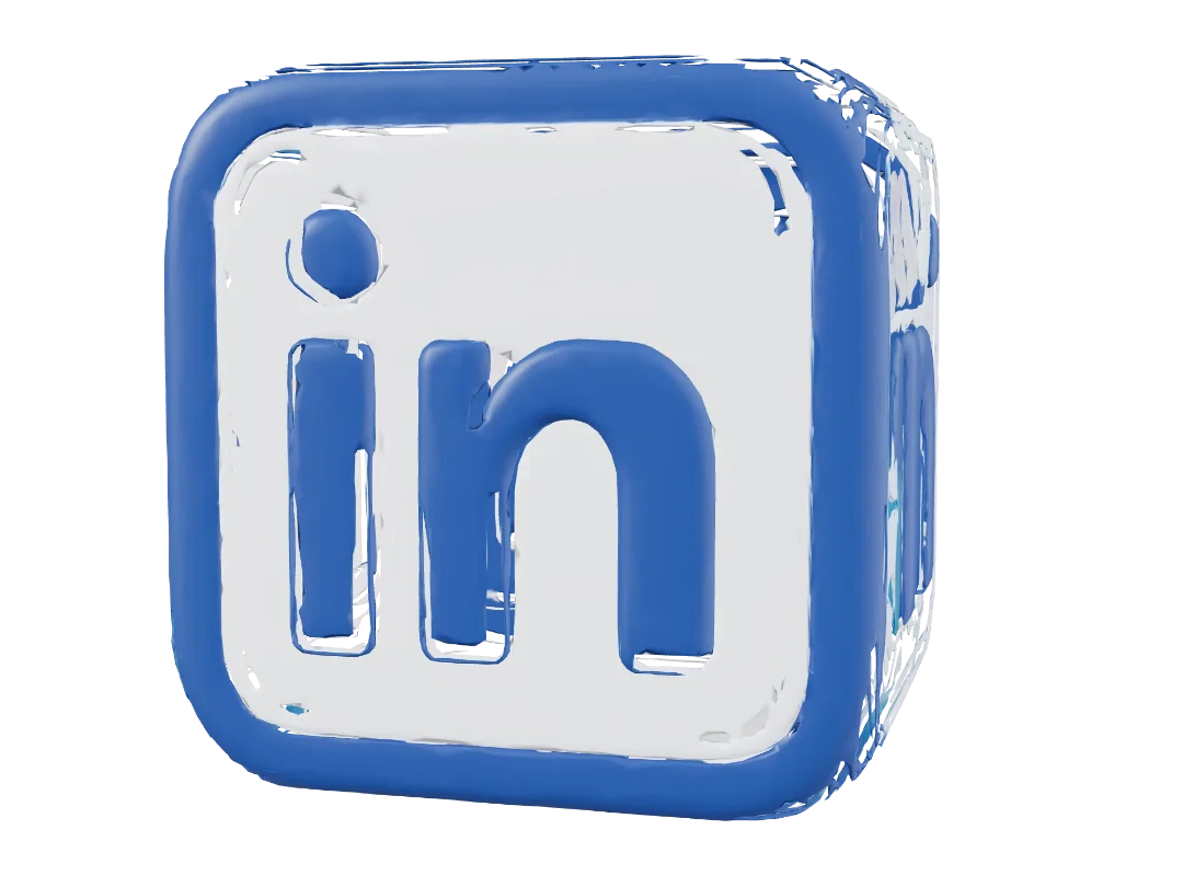 3D blue cube icon of the LinkedIn logo in PNG format.