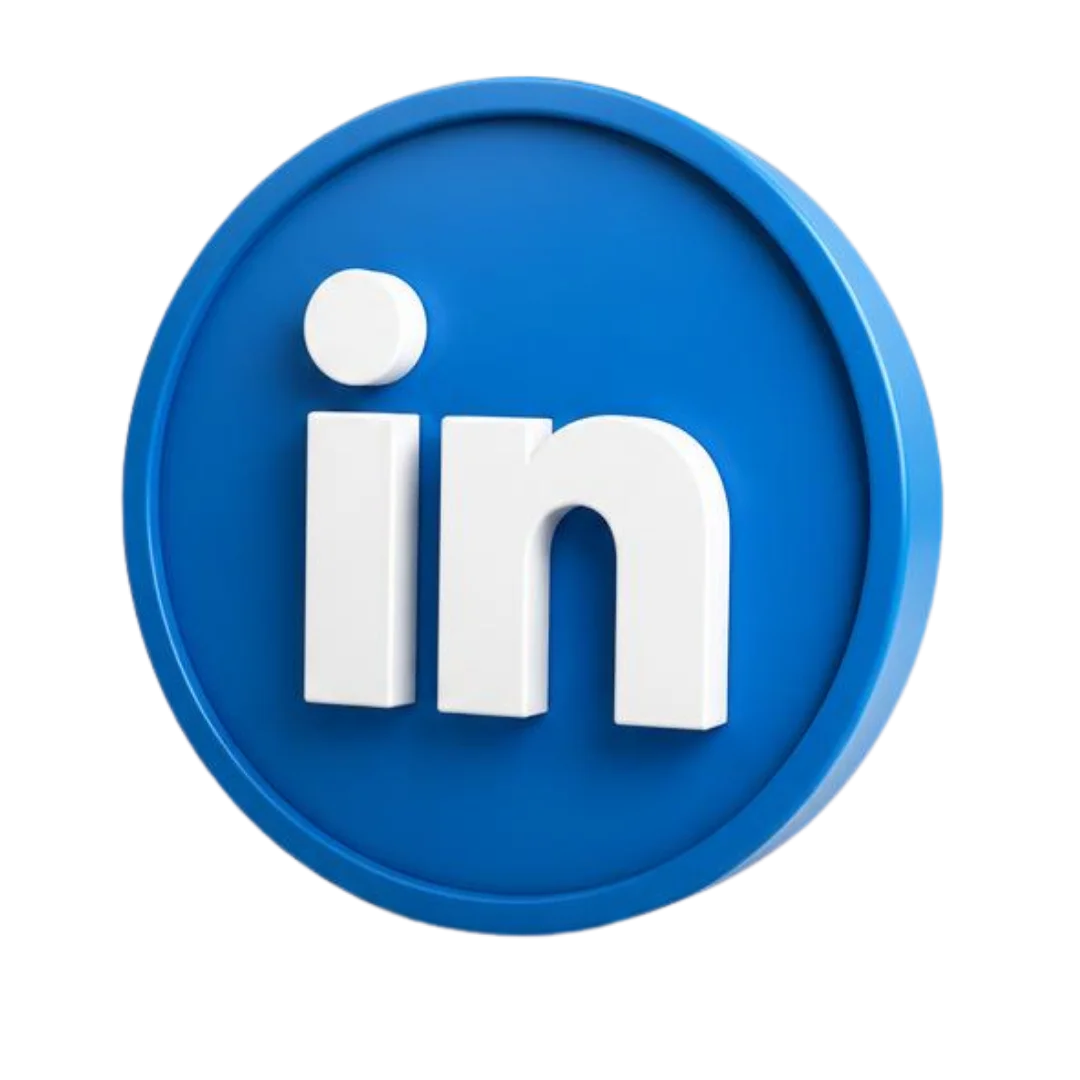 Blue 3D round icon of the LinkedIn logo in PNG format.