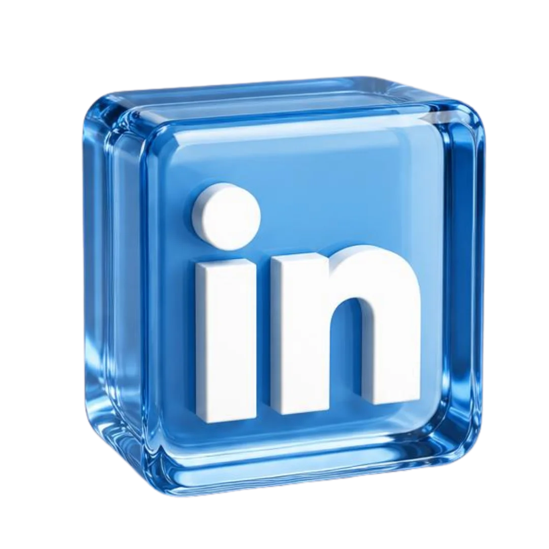 Transparent PNG of Glass 3D Blue LinkedIn Logo.