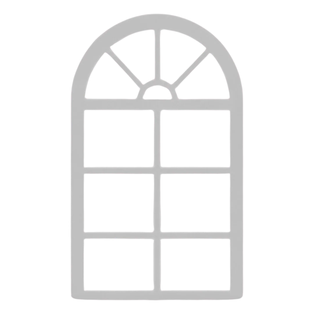 Arched window shadow background in transparent PNG format.