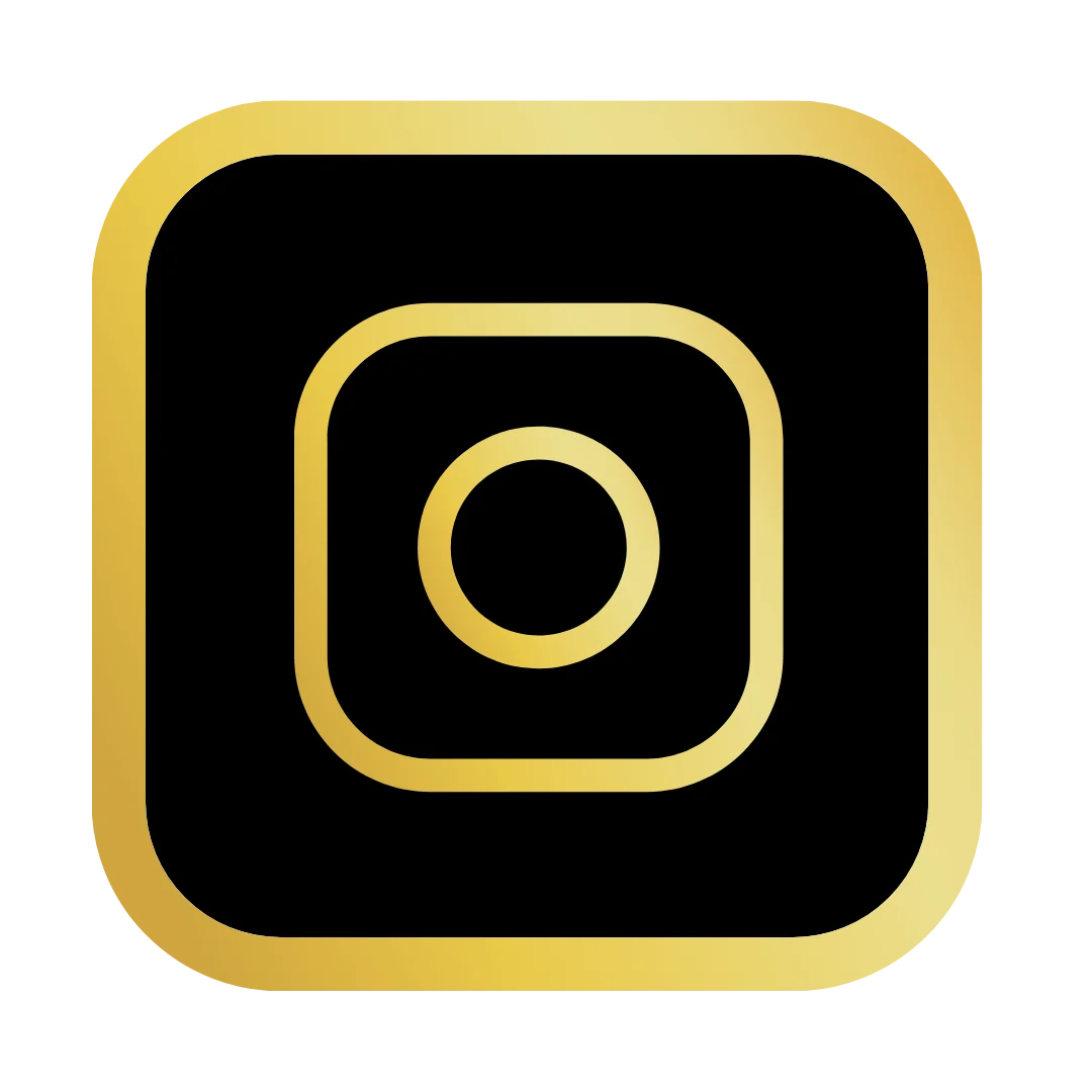 Black and golden Instagram logo PNG with a transparent background.
