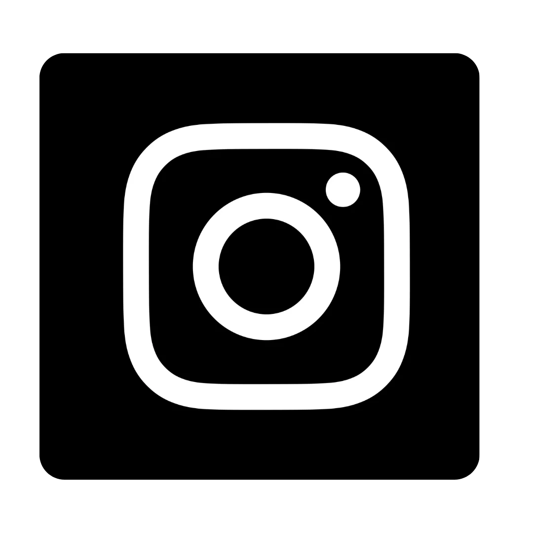 Black and white Instagram logo with a transparent background.