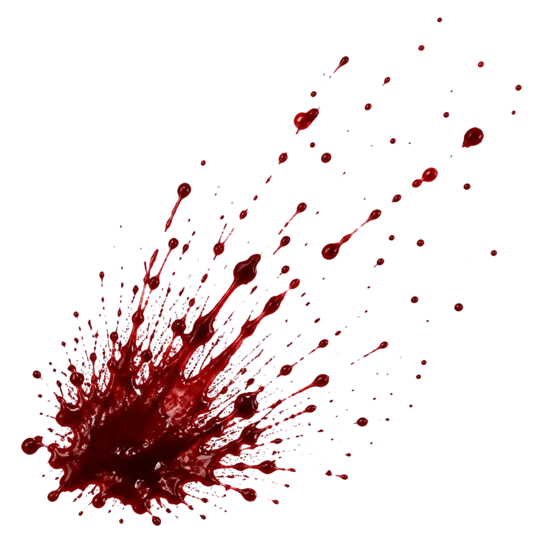 Transparent blood splash png for graphic design projects.