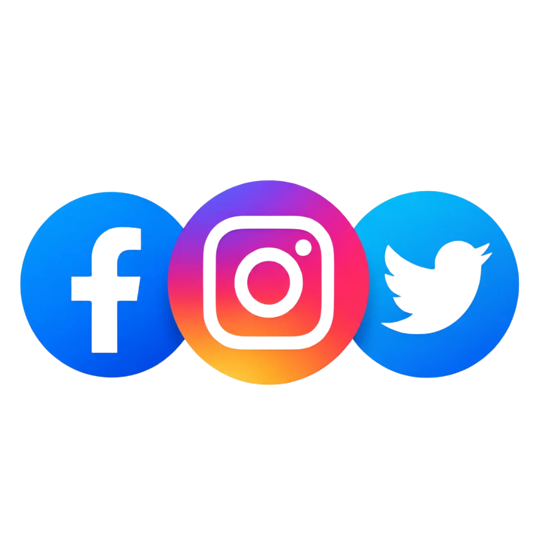 Facebook, Instagram, Twitter, and WhatsApp logo PNG in transparent background.