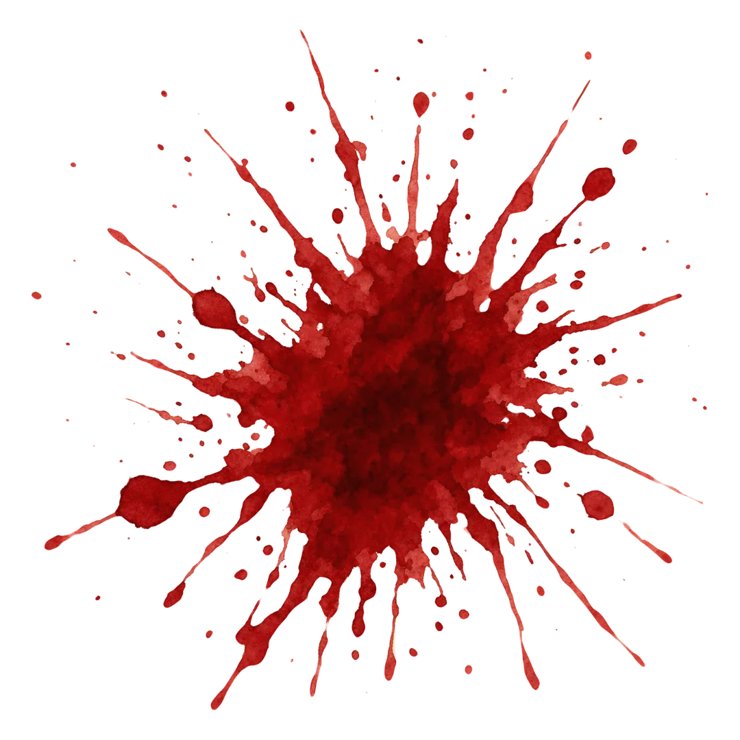 Transparent PNG of blood splatter for design and art projects.