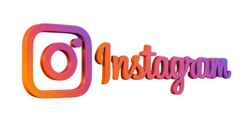 3D Instagram logo in vibrant colors, transparent PNG format.