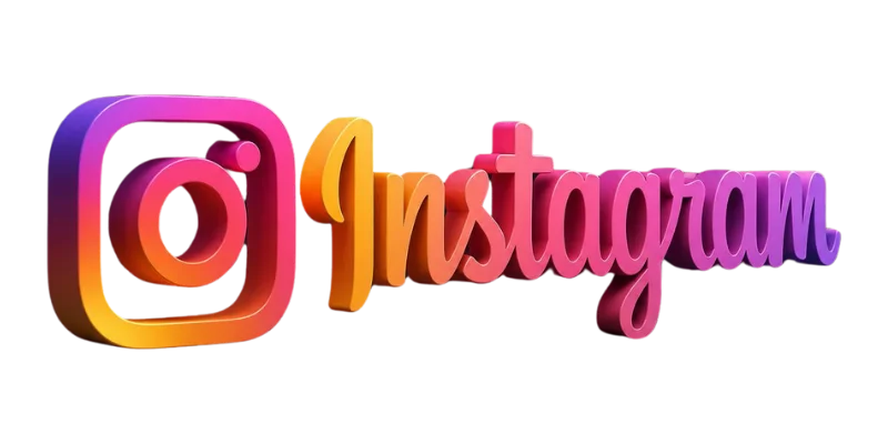 Instagram 3D logo with a transparent background for versatile use.