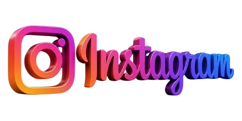 Stylish Instagram 3D PNG graphic with vibrant colors and effects.