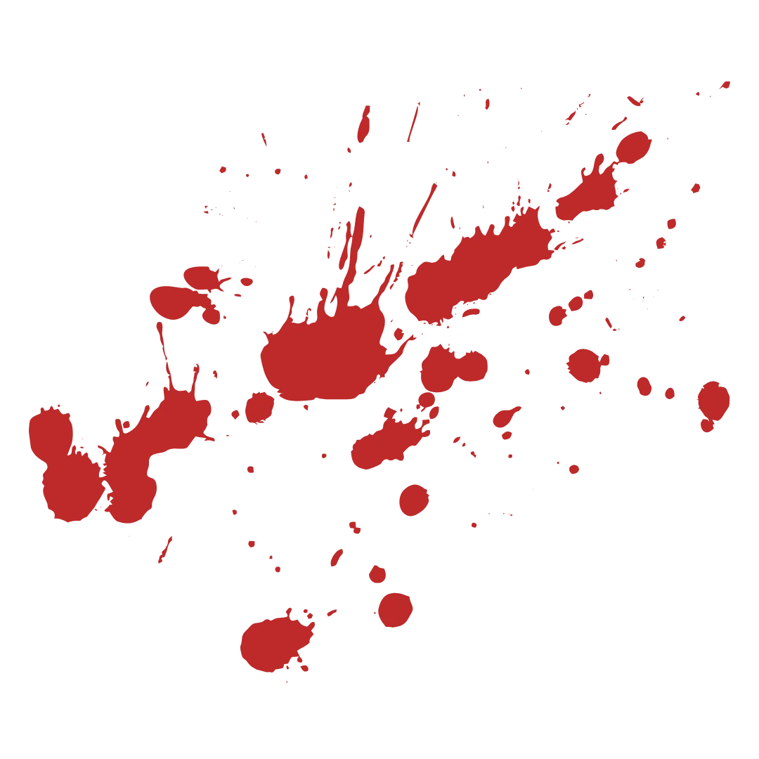 Transparent png blood splatter design for graphic use.