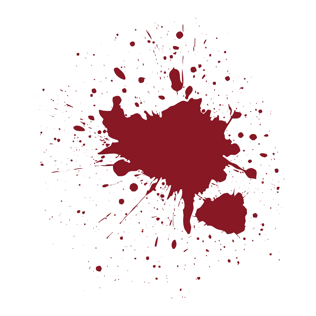 A vivid red blood splatter png on a transparent background.
